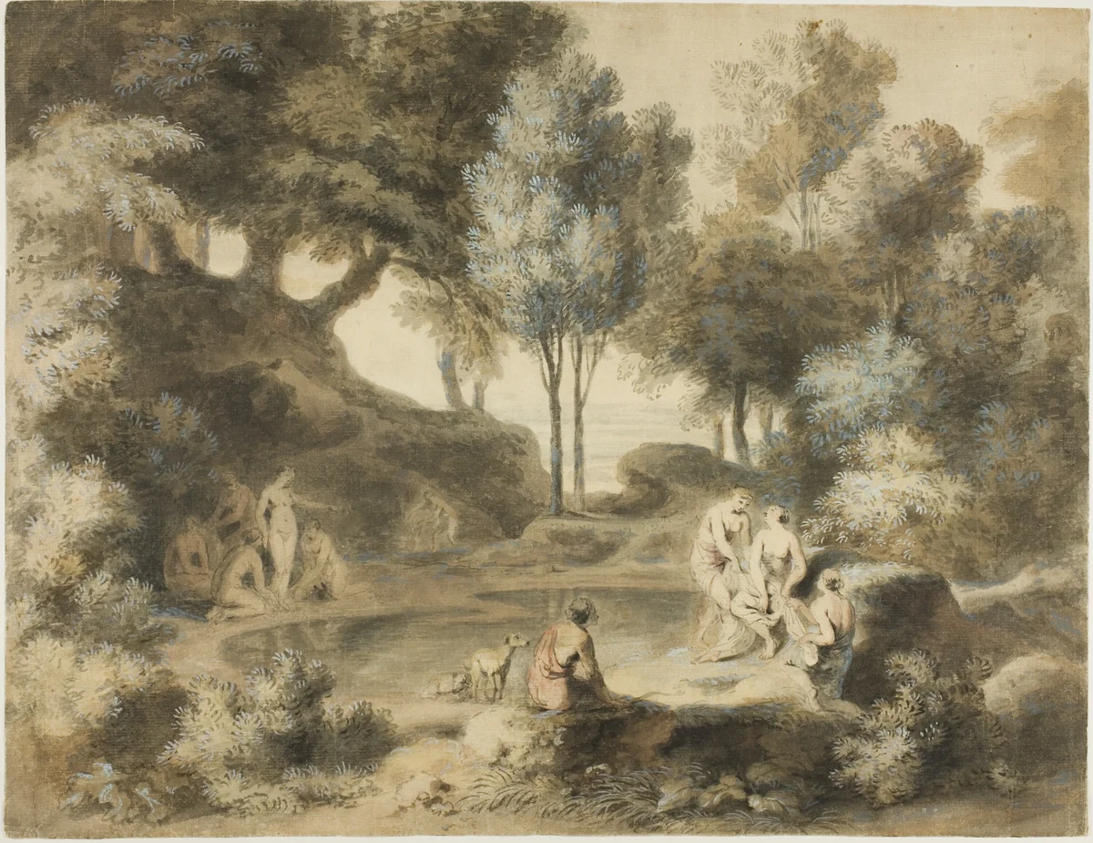 Women Bathing in Pond by John William Taverner, painting, 1765-1770