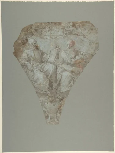 Study for a Pendentive: Figures of Saint Peter and Saint Paul by Belisario Corenzio, drawing, 1590-1646