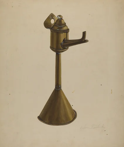 Brass Oil Lamp by Andrew Topolosky, index of american design, 1939