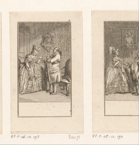 Huwelijksaanzoek van een arts by Daniel Nikolaus Chodowiecki, print, 1780