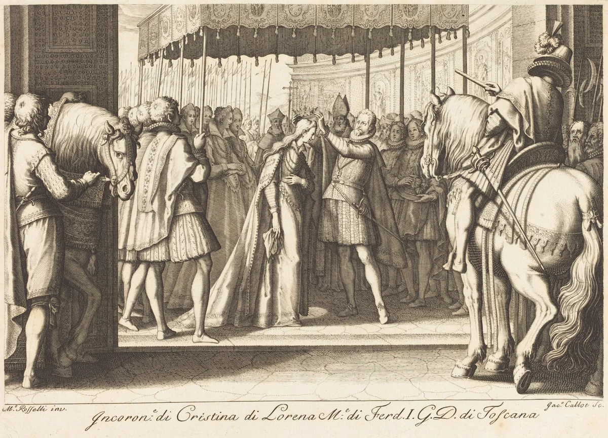 Crowning of the Grand Duchess by Jacques Callot, print, 1614