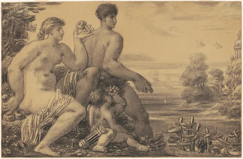 Venus, Mars, and Cupid by William Perkins Babcock, drawing, 1860-1879