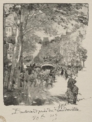 Le Boulevard près du Vaudeville by Auguste Louis Lepère, print, 1889