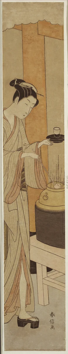 The Waitress Osen of the Kagiya Teahouse by Suzuki Harunobu (鈴木春信), print, 1764-1770