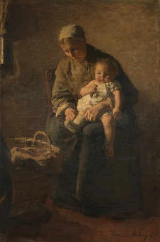 A Mother with her Child by Albert Neuhuys, painting, 1880-1899