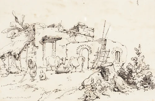A Village Scene in India [verso] by George Chinnery, drawing, 1814-1824