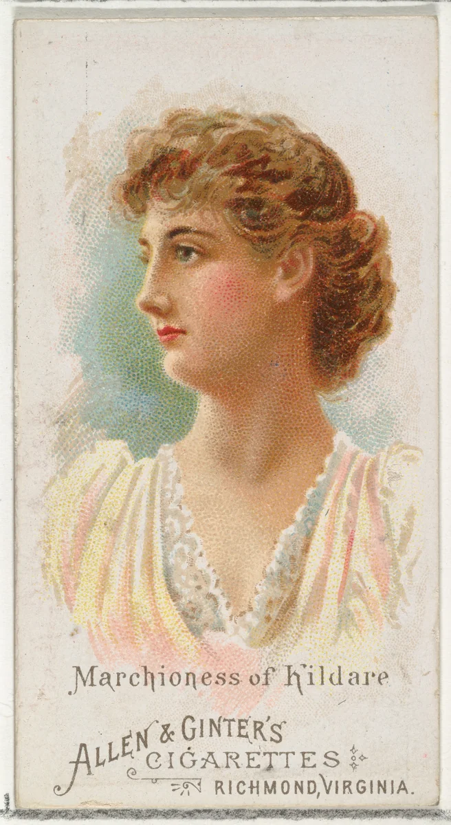 Marchioness of Kildare, from World's Beauties, Series 1 (N26) for Allen & Ginter Cigarettes by Allen & Ginter, print, 1888