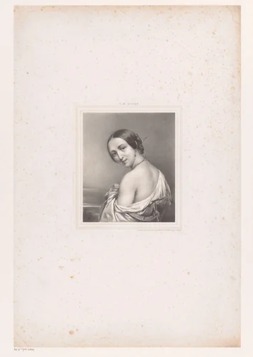 Vrouw met ontblote schouder by anonymous, print, 1845-1847