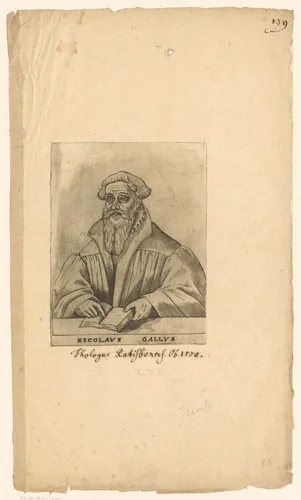 Portret van Nicolaus Gallus by anonymous, print, 1563-1642