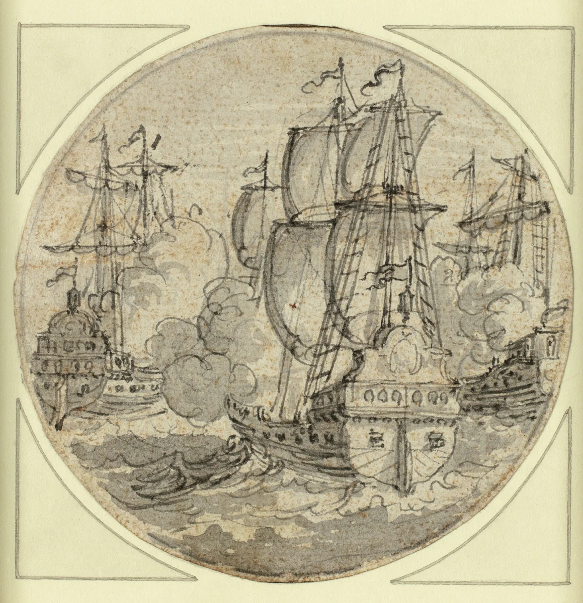 Ship at Sail by Unknown Artist, drawing, 1600-1699