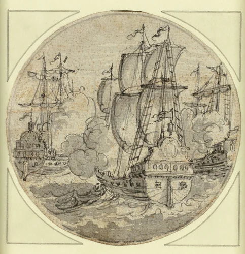 Ship at Sail by Unknown Artist, drawing, 1600-1699