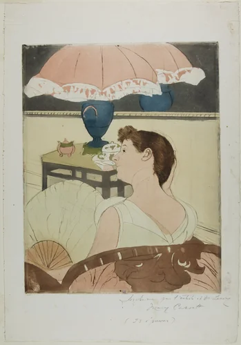 The Lamp by Mary Cassatt, print, 1890-1891