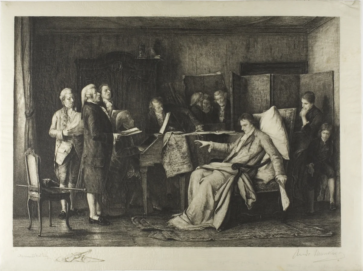 The Last Moments of Mozart by Armand Mathey, print, 1888