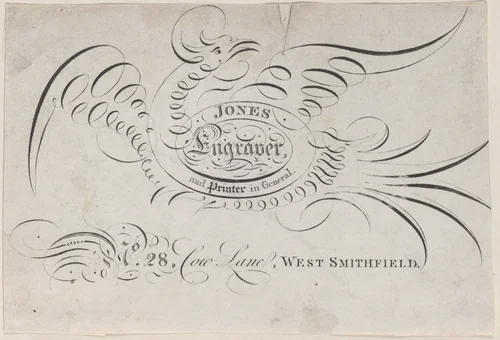 Trade Card for Jones, Engraver and Printer by anonymous, print, 1800-1900