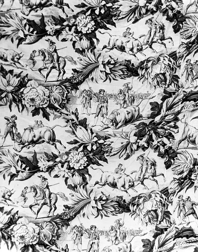 Tauromachine (The Bull Fight) (Furnishing Fabric) by France, textile, 1840-1850