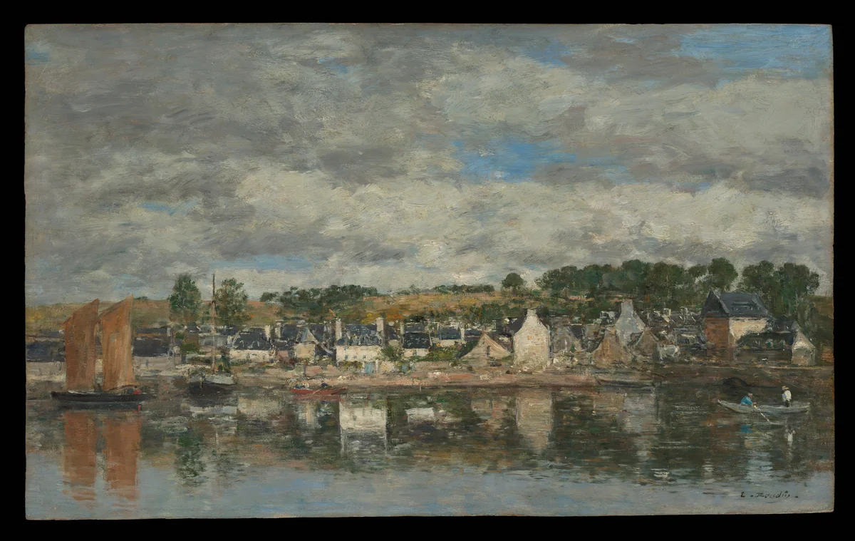 Village by a River by Eugène Boudin, painting, 1867