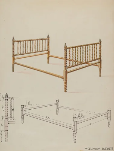Bed by Wellington Blewett, index of american design, 1936