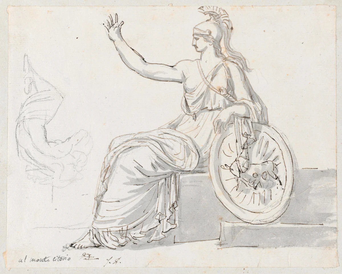 Roma, from the Base of the Antonine Column by Jacques-Louis David, drawing, 1775-1780
