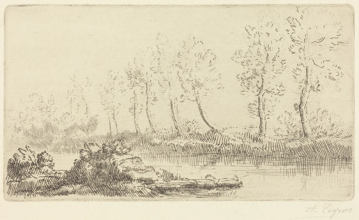 Banks of the Adour (Bord de l'Adour) by Alphonse Legros, print, 1837-1911