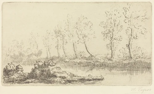 Banks of the Adour (Bord de l'Adour) by Alphonse Legros, print, 1837-1911