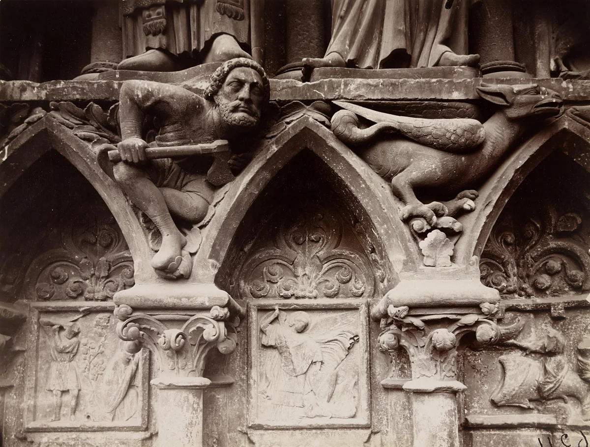 Notre-Dame (portail), detail by Eugène Atget, photograph, 1921