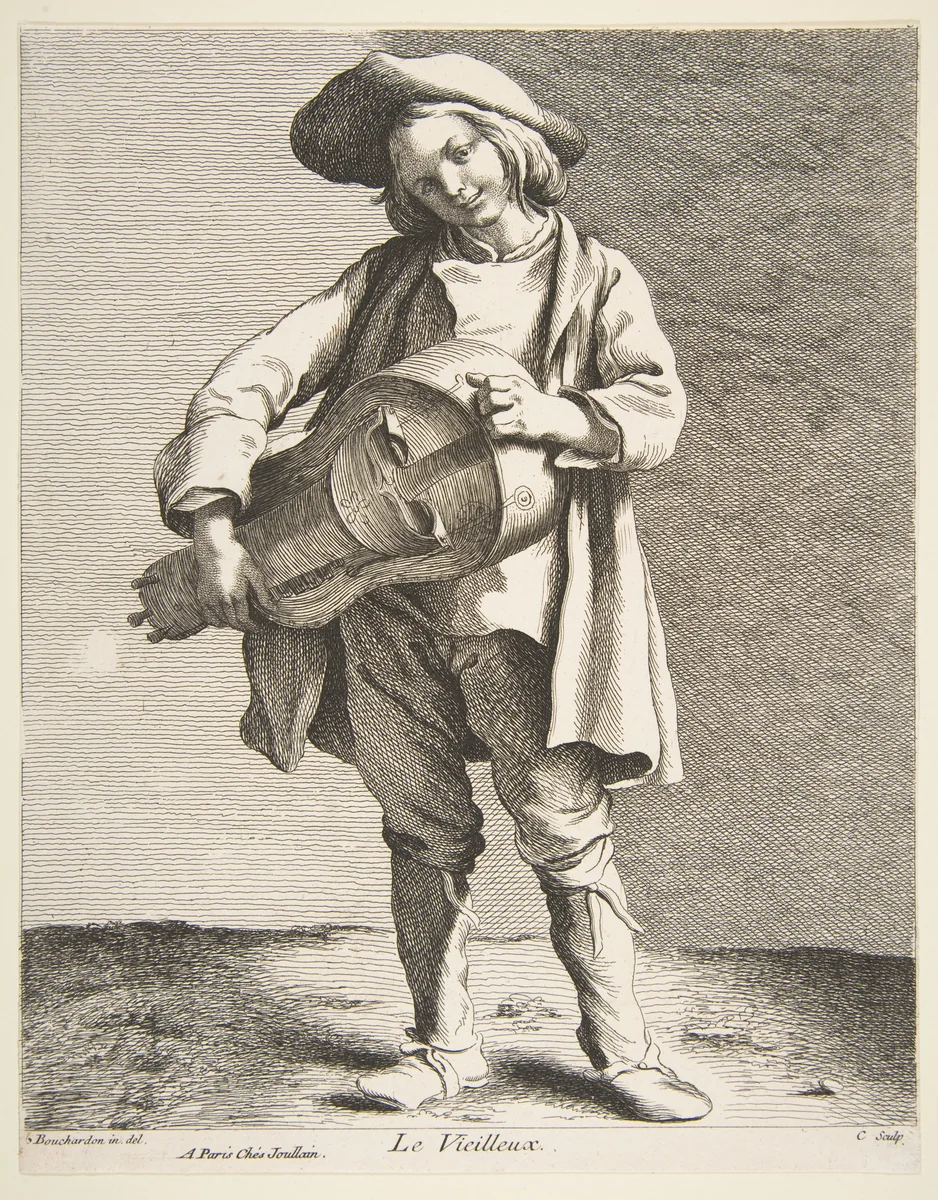 The Hurdy-Gurdy Player by Anne Claude Philippe de Tubières, print, 1737