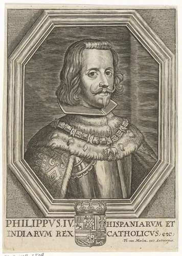 Portret van koning Filips IV van Spanje by Theodor van Merlen, print, 1619-1672