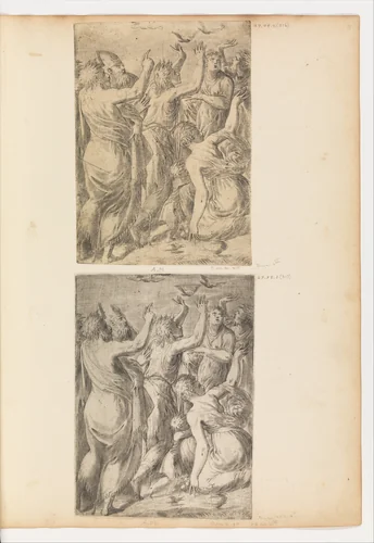 Moses Showing the Quails to the Israelites by Andrea Schiavone, print, 1510-1563