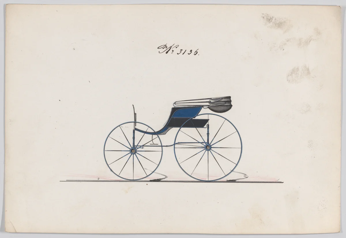 Design for Pony Phaeton, no. 3136 by Brewster & Co., drawing, 1875