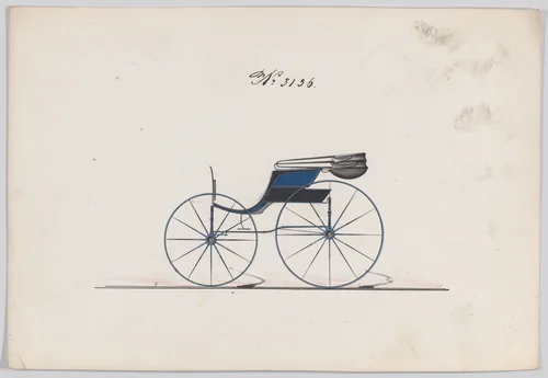 Design for Pony Phaeton, no. 3136 by Brewster & Co., drawing, 1875