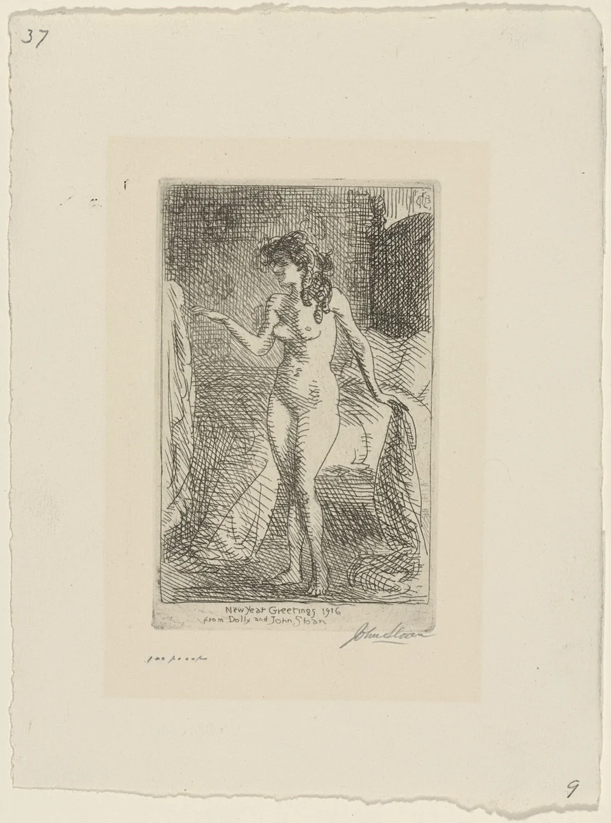 Greetings by John Sloan, print, 1915