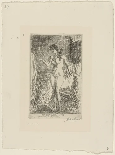 Greetings by John Sloan, print, 1915