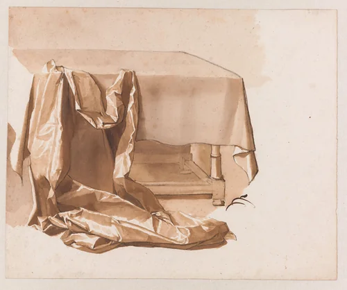 Draperie op een tafel by Jan de Bisschop, drawing, 1648-1671