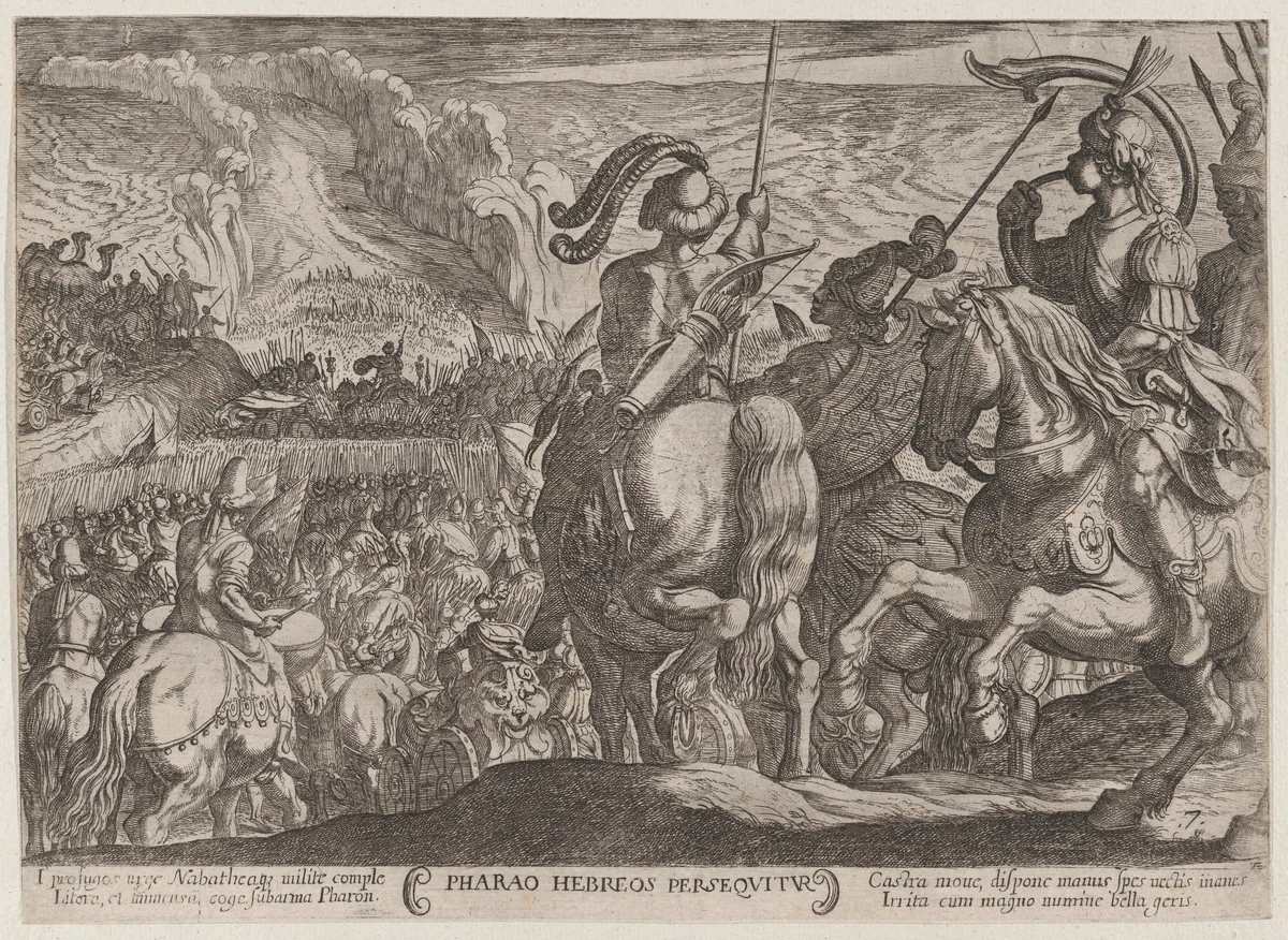 Plate 7: The Egyptians Pursuing the Israelites, from "The Battles of the Old Testament" by Antonio Tempesta, print, 1585-1615