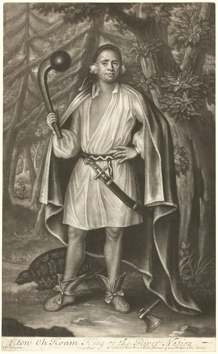 Etow Oh Koam, King of the River Nation by John Simon
John Verelst, print, 1710