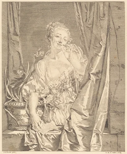 Le baiser envoyé by Augustin de Saint-Aubin
Jean-Baptiste Greuze, print, 1771