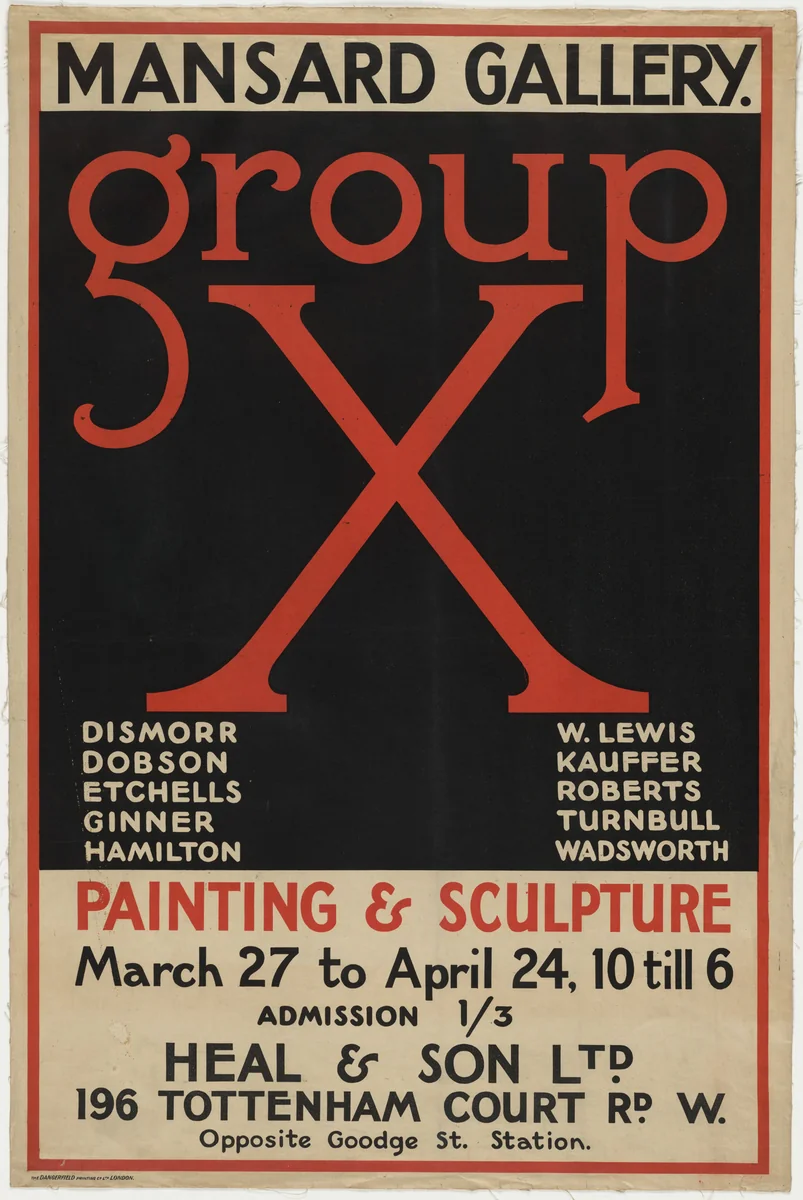 Group X, Mansard Gallery by E. McKnight Kauffer, design, 1920