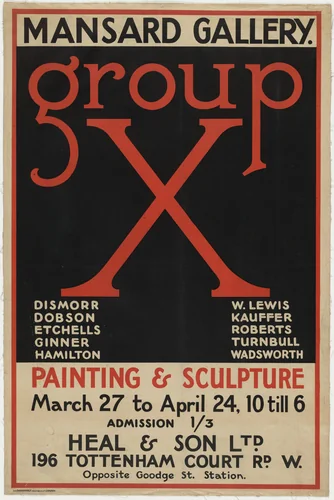 Group X, Mansard Gallery by E. McKnight Kauffer, design, 1920