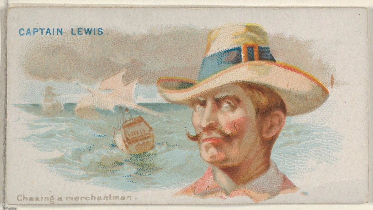 Captain Lewis, Chasing a Merchantman, from the Pirates of the Spanish Main series (N19) for Allen & Ginter Cigarettes by Allen & Ginter, print, 1886-1891