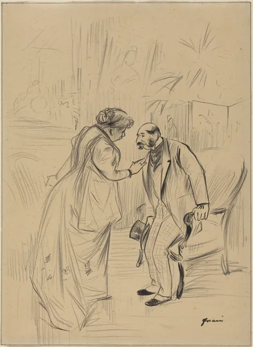 Comedie Parisienne by Jean-Louis Forain, drawing, 1852-1931