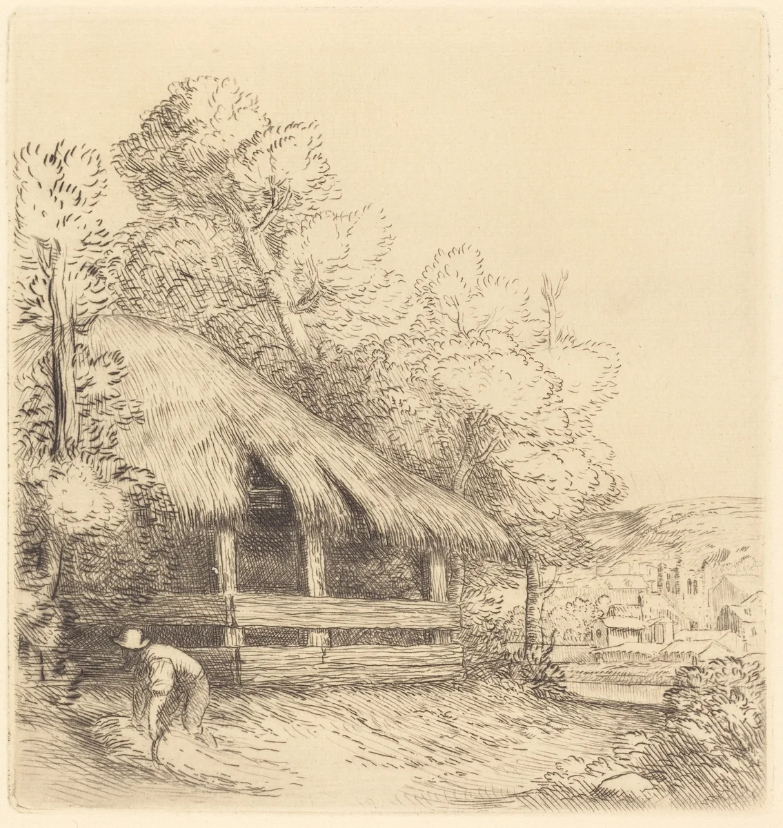 Little Shelter (Le petit hangar) by Alphonse Legros, print, 1837-1911