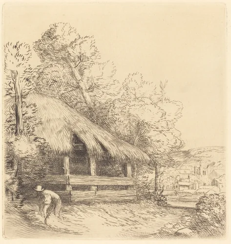 Little Shelter (Le petit hangar) by Alphonse Legros, print, 1837-1911