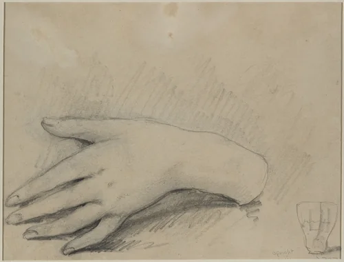 Study of a Woman's Hand (verso) by Théodule Ribot, drawing, 1840-1891