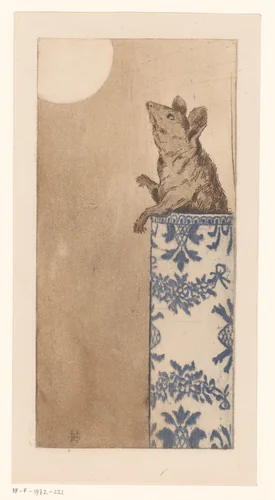 Vaas met muis by Henri Charles Guérard, print, 1856-1897