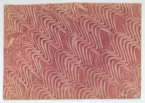 Red paste book cover with wavy line design by anonymous, print, 1700-1800