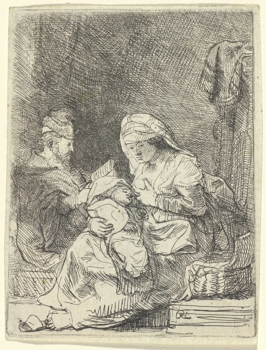 The Holy Family by Rembrandt van Rijn, print, 1632