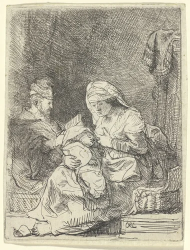The Holy Family by Rembrandt van Rijn, print, 1632
