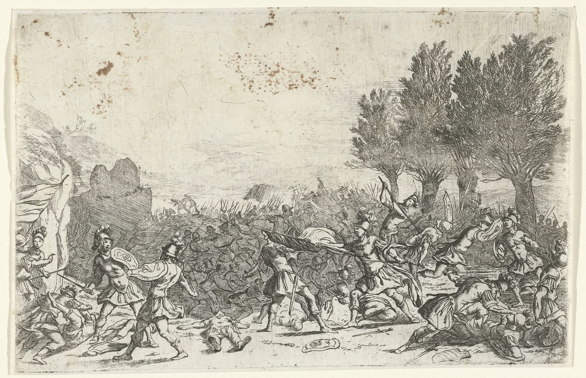 Veldslag by Jan van Ossenbeeck, print, 1647-1674