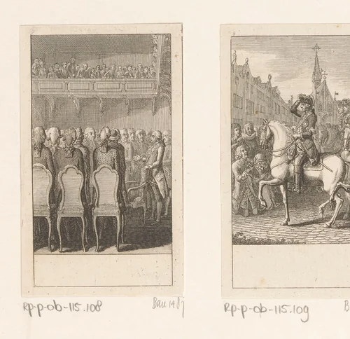 Lodewijk XVI treedt gedwongen af als koning van Frankrijk by Daniel Nikolaus Chodowiecki, print, 1790
