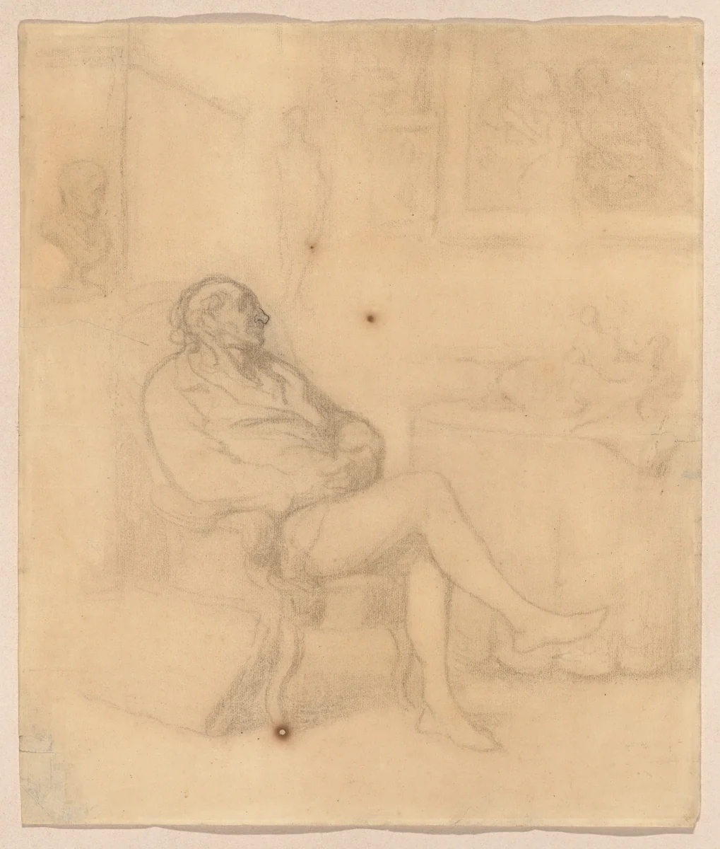 The Connoisseur by Honoré Daumier, drawing, 1855-1865
